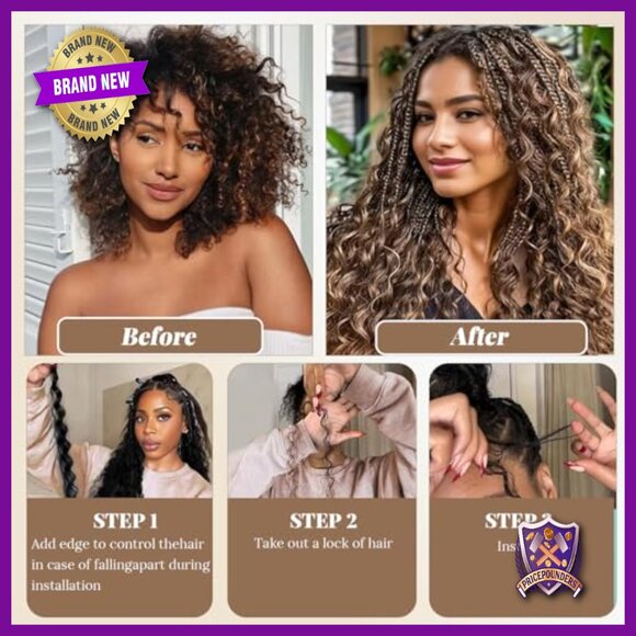 18 Inch Human Hair Extensions, Water Wave Curly Braiding Hair, 100g Pack main image 7